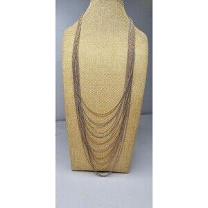 Coldwater Creek Multi Strand Multi Color Layered Fine Chain Necklace 28.5"L